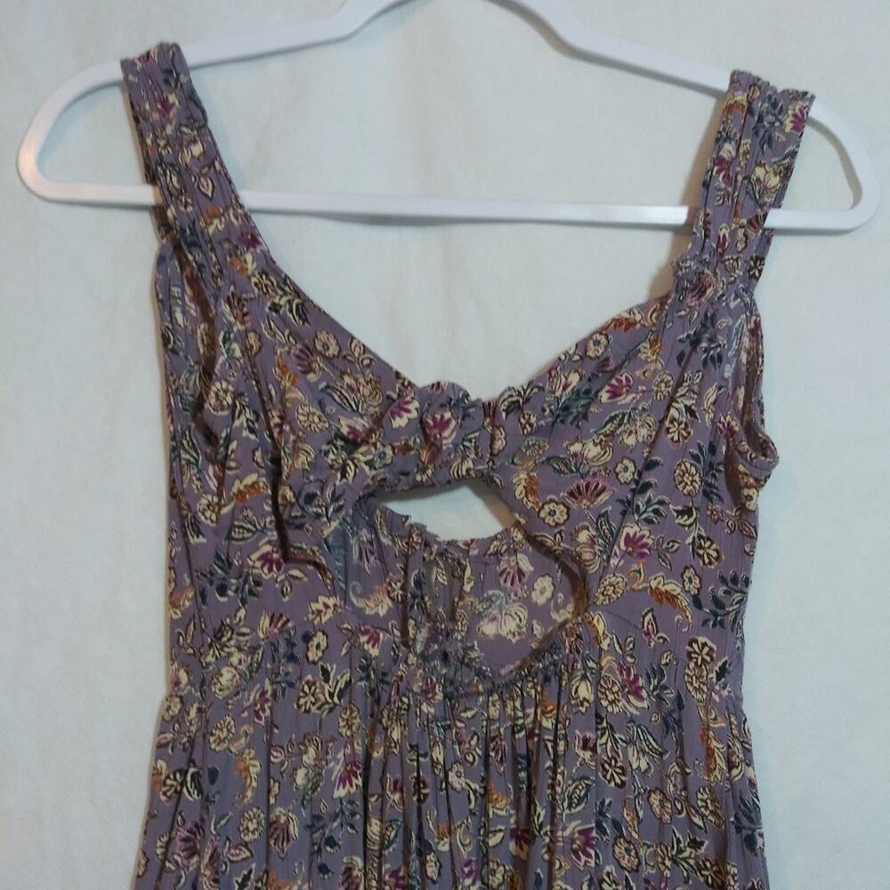 Angie Lavender Floral Sleeveless Dress with Twist Bow Detail Back Mini Size S - Picture 5 of 8